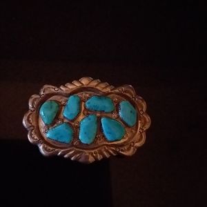 Vintage Sterling Silver and Turquoise Belt Buckle